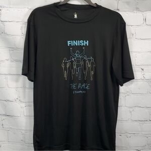NWOT "Finish the Race"  2 Timothy 4:7 T-Shirt, Black, Dri-Fit Athletic Material